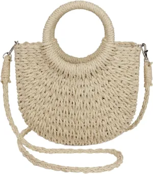 Straw Beach Bags for Women Small Shoulder Purse Woven Crossbody Handbag Top Handle Bag for Summer