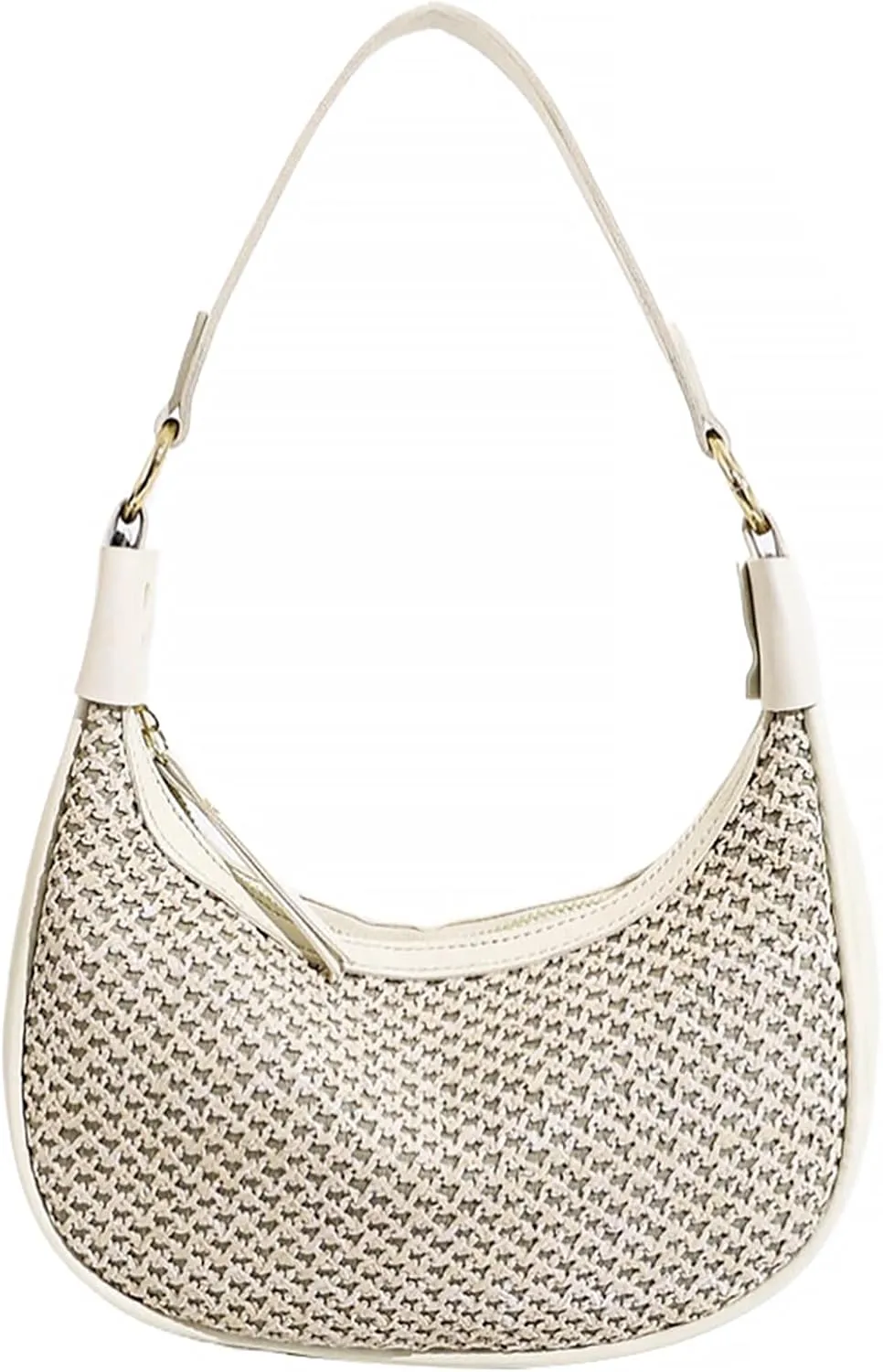 Straw Beach Shoulder Bags for Women Crescent Summer Woven Clutch Purse Vacation Handbags Underarm Hobo Tote Bag 2025