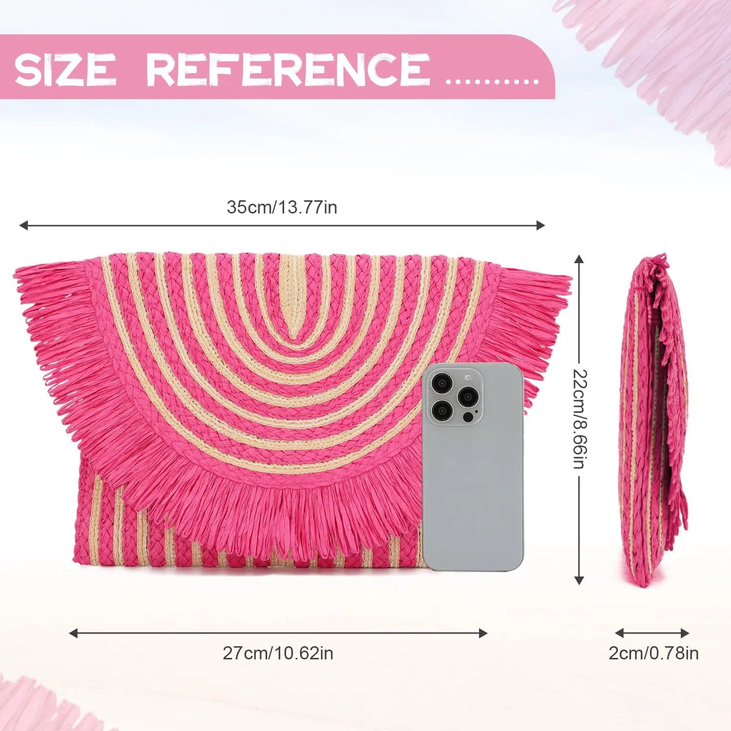 Straw Clutch Purse Bag for Women Summer Clutch Beach Purse Envelope Woven Purse Beach Clutch Bag