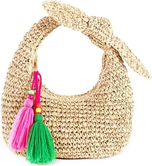 Straw Clutch Purse with Bow Top Handle Bag Summer Straw Handbag Beach Woven Evening Bag for Parties Wedding Travel