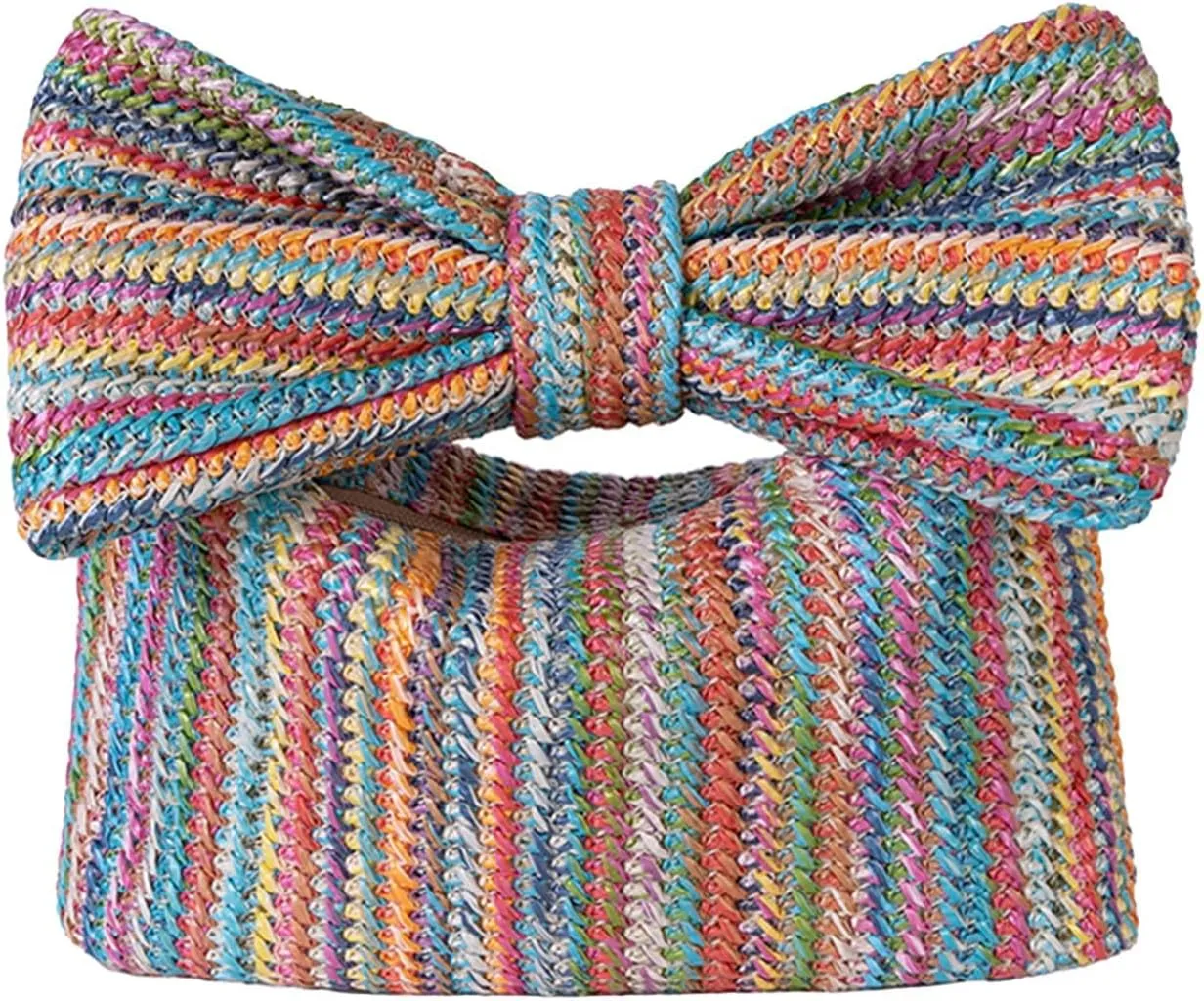 Straw Clutch Purses for Women Summer Handmade Bow Straw Purses and Handbags for Party Vacation,Summer Purse,Straw Purse