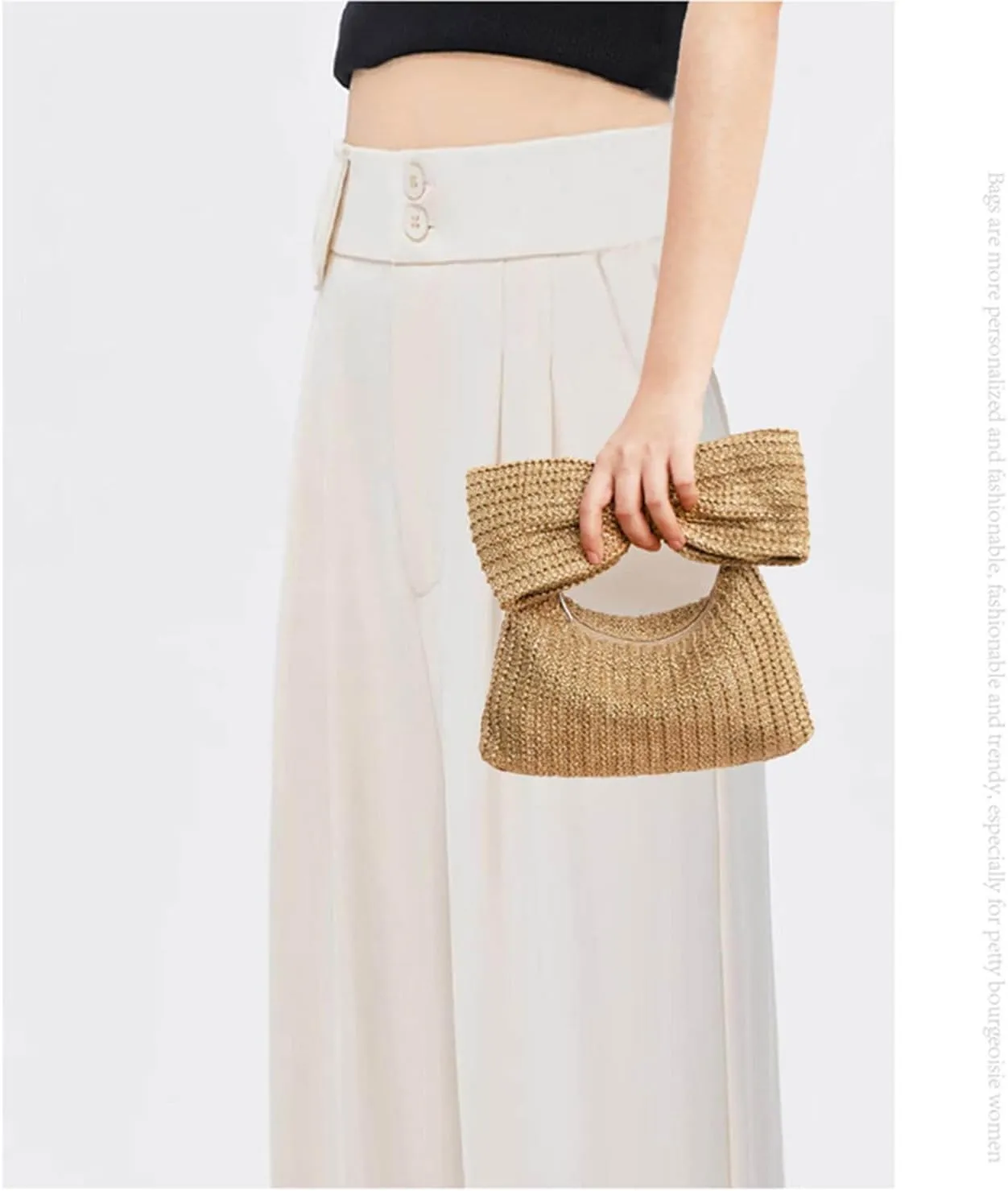 Straw Clutch Purses for Women Summer Handmade Bow Straw Purses and Handbags for Party Vacation,Summer Purse,Straw Purse