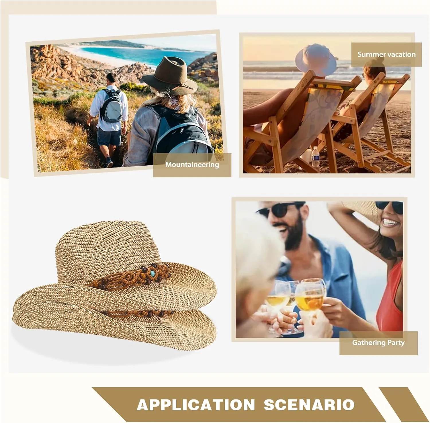 Straw Cowboy Cowgirl Hats for Women Men Summer Beach Sun Hat Packable Foldable Womens Sun Hat Women Straw Hat