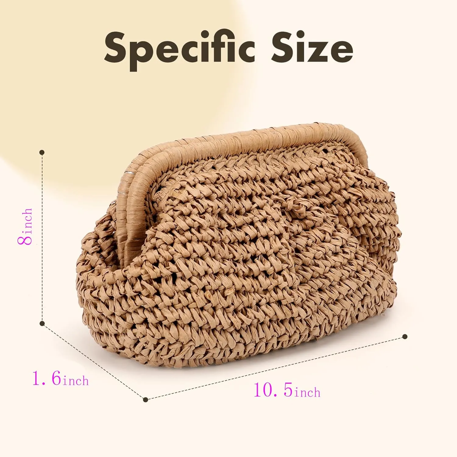 Straw Crossbody for Women,Straw Clutch Purse,Cloud Dumpling Woven Pouch Shoulder Handbag Travel Beach Woven Bag