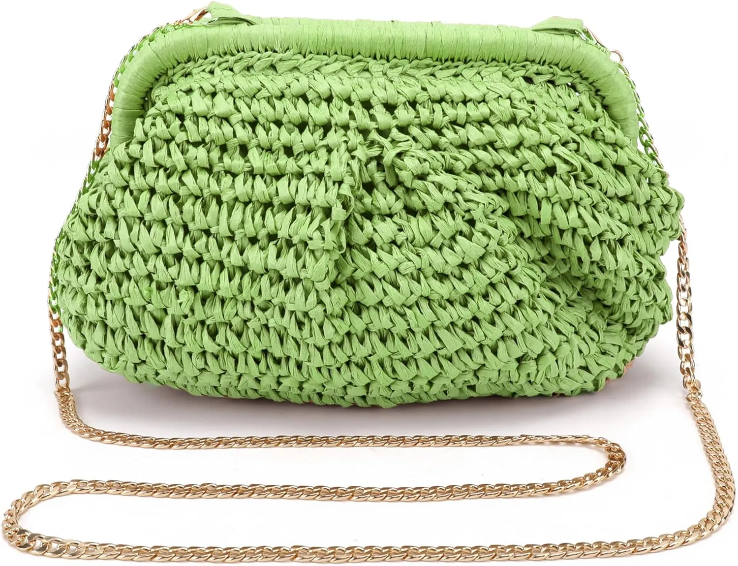 Straw Crossbody for Women,Straw Clutch Purse,Cloud Dumpling Woven Pouch Shoulder Handbag Travel Beach Woven Bag
