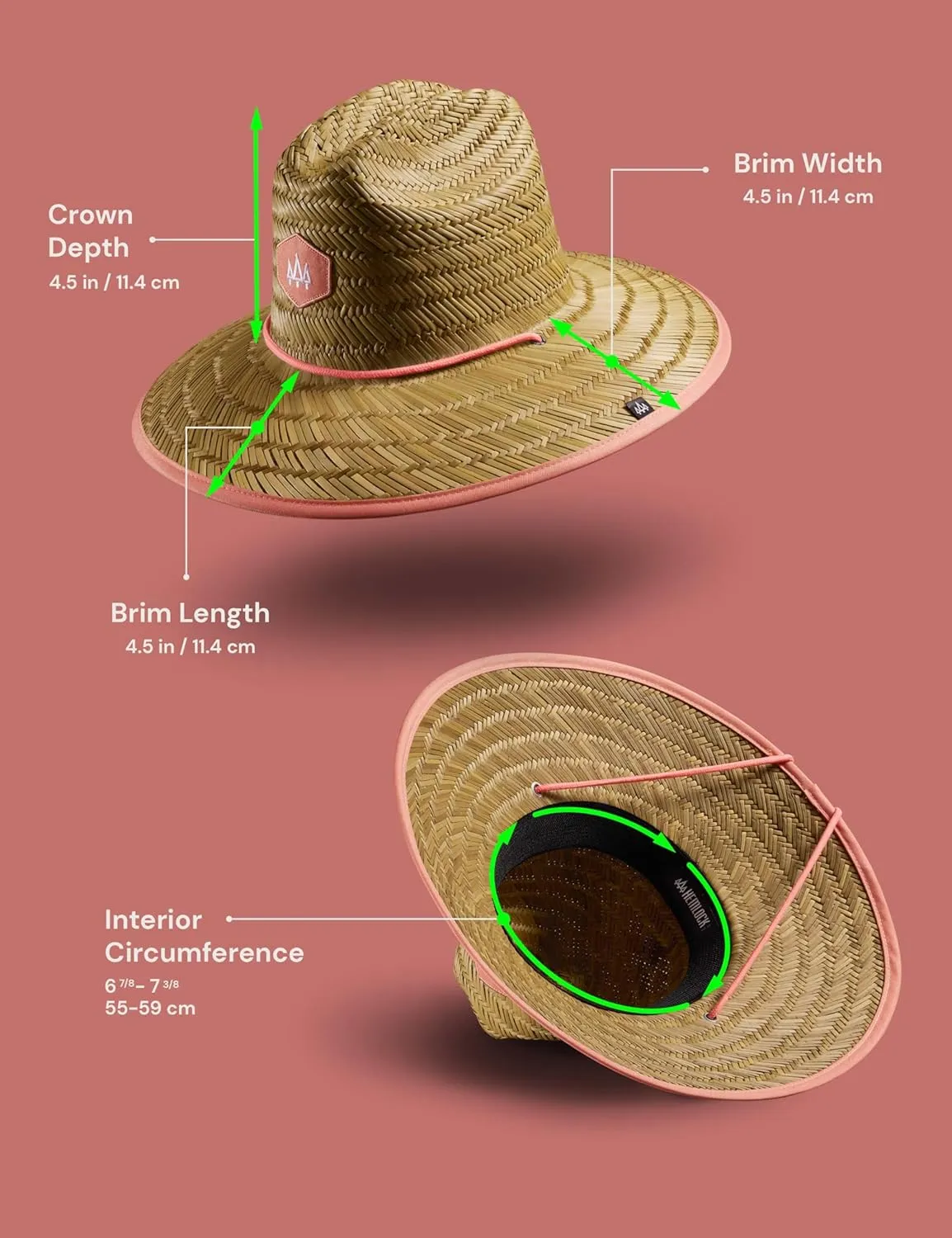 Straw Hat for Men & Women | Lifeguard Hat, Beach Hat & Sun Hat | UPF 50  Wide Brim for Sun Protection | One Size | Hemlock