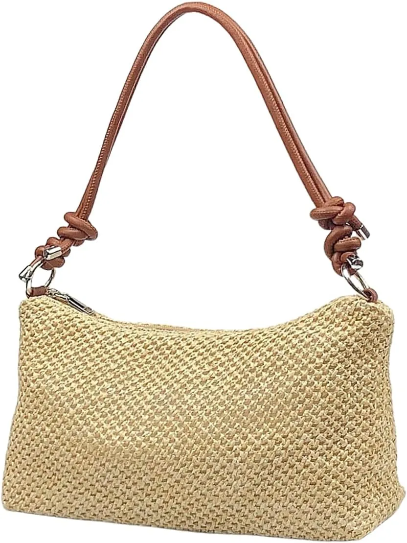 Straw Hobo Handbags for Women Fashion Woven Straw Shoulder Bag for Beach Holiday