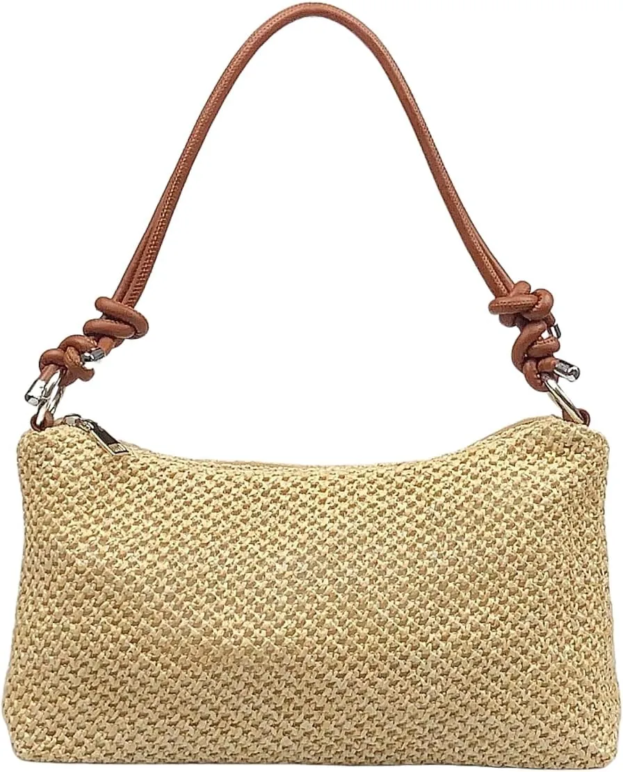 Straw Hobo Handbags for Women Fashion Woven Straw Shoulder Bag for Beach Holiday