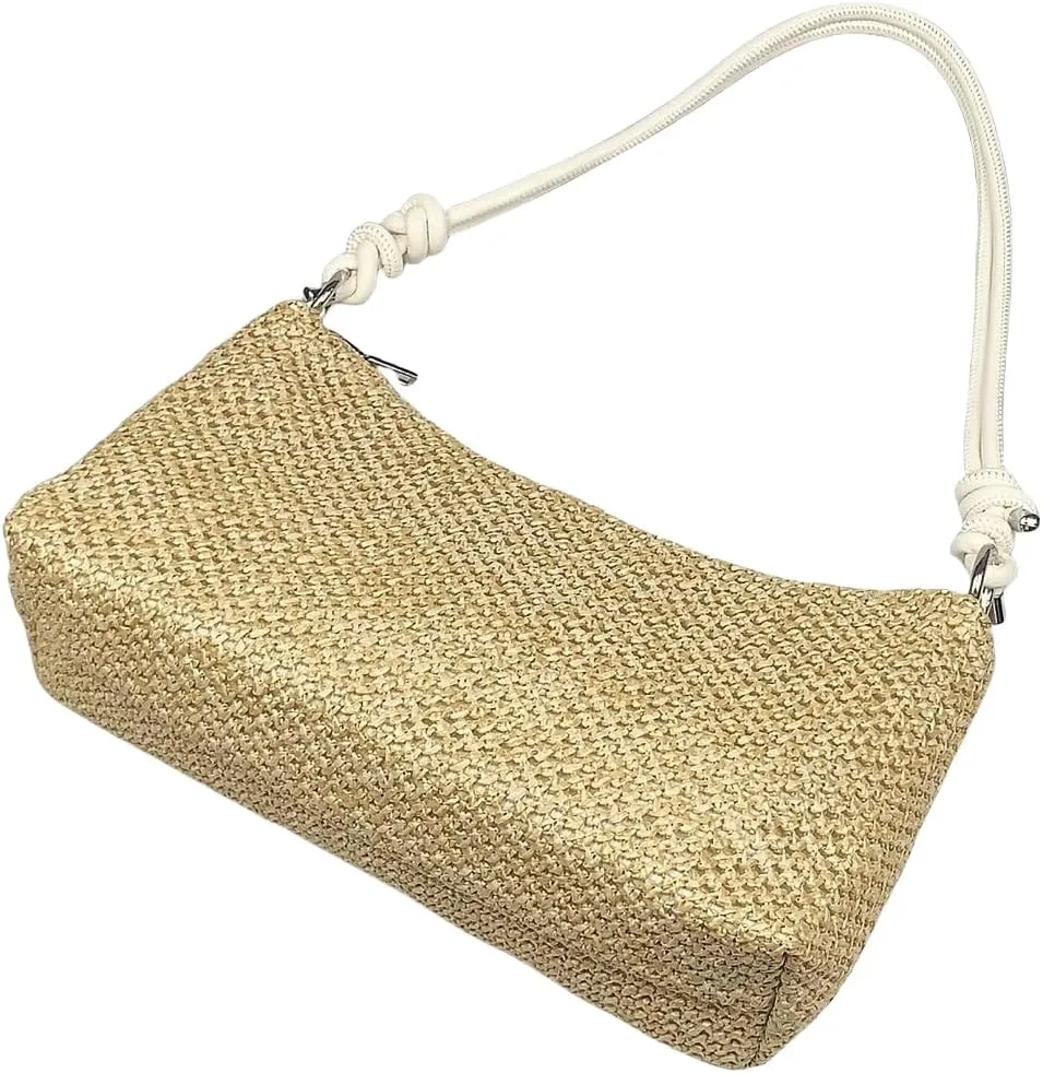 Straw Hobo Handbags for Women Fashion Woven Straw Shoulder Bag for Beach Holiday