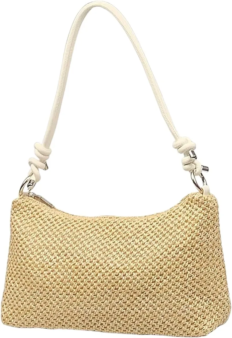 Straw Hobo Handbags for Women Fashion Woven Straw Shoulder Bag for Beach Holiday