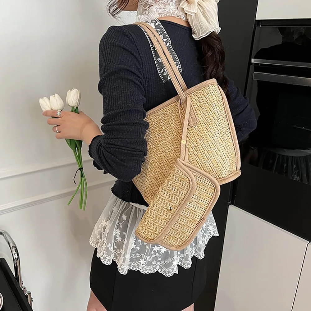 Straw Purses for Women Cute Beach Bag Straw Tote Bags Summer Handbags for Beach Vacation