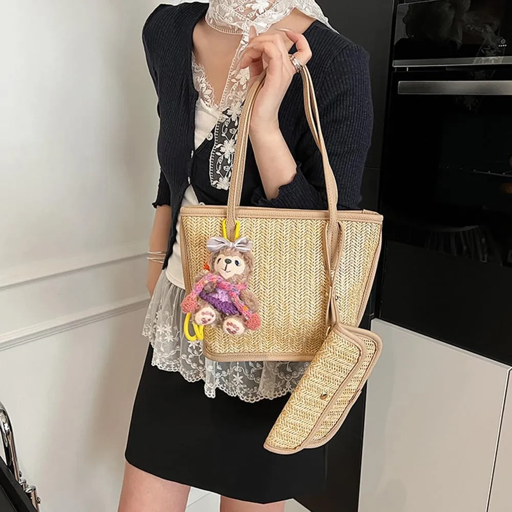 Straw Purses for Women Cute Beach Bag Straw Tote Bags Summer Handbags for Beach Vacation