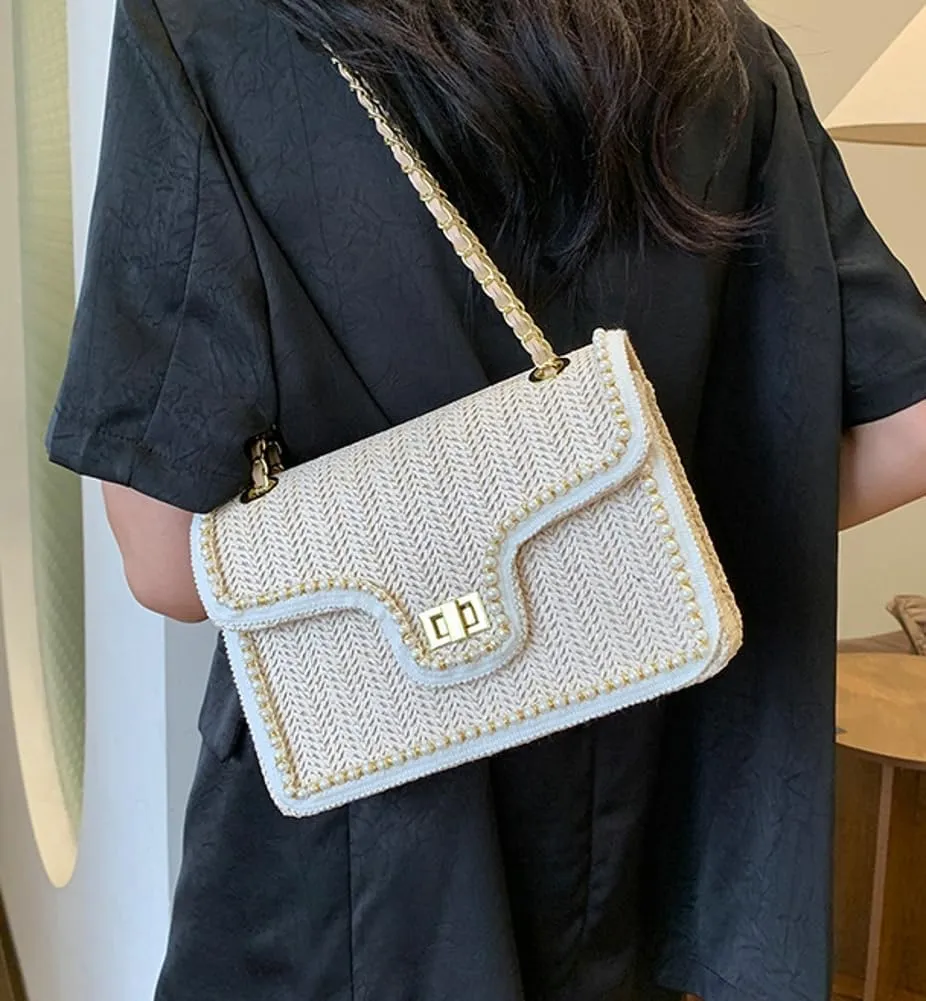 Straw Shoulder Bag Straw Beach Bags For Women Crossbody Bag For Travel Summer Rattan Purses Womens Casual Dating Handbag 2025