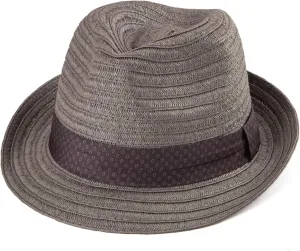 Straw Trilby Hat for Men - Summer Sun Fedoras Travel Beach Panama Short Brim