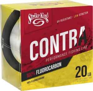 Strike King Contra Fluorocarbon Performance Fishing Line, 1000-Yards, 20-Pound, UV-Resistant, Clear
