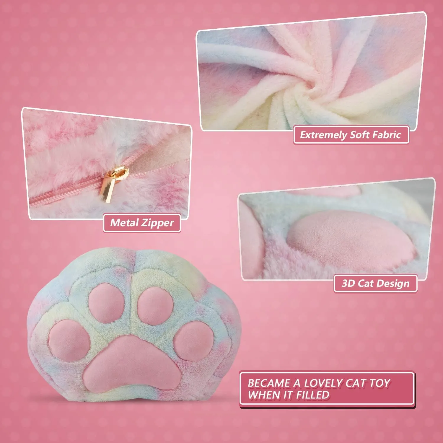 Stuffed Animal Storage Bean Bag Chair Cover for Kids Tie Dye Cat's Paw Bean Bag Cushion for Girls Large Size Toy Organizer Cover Only Without Filling