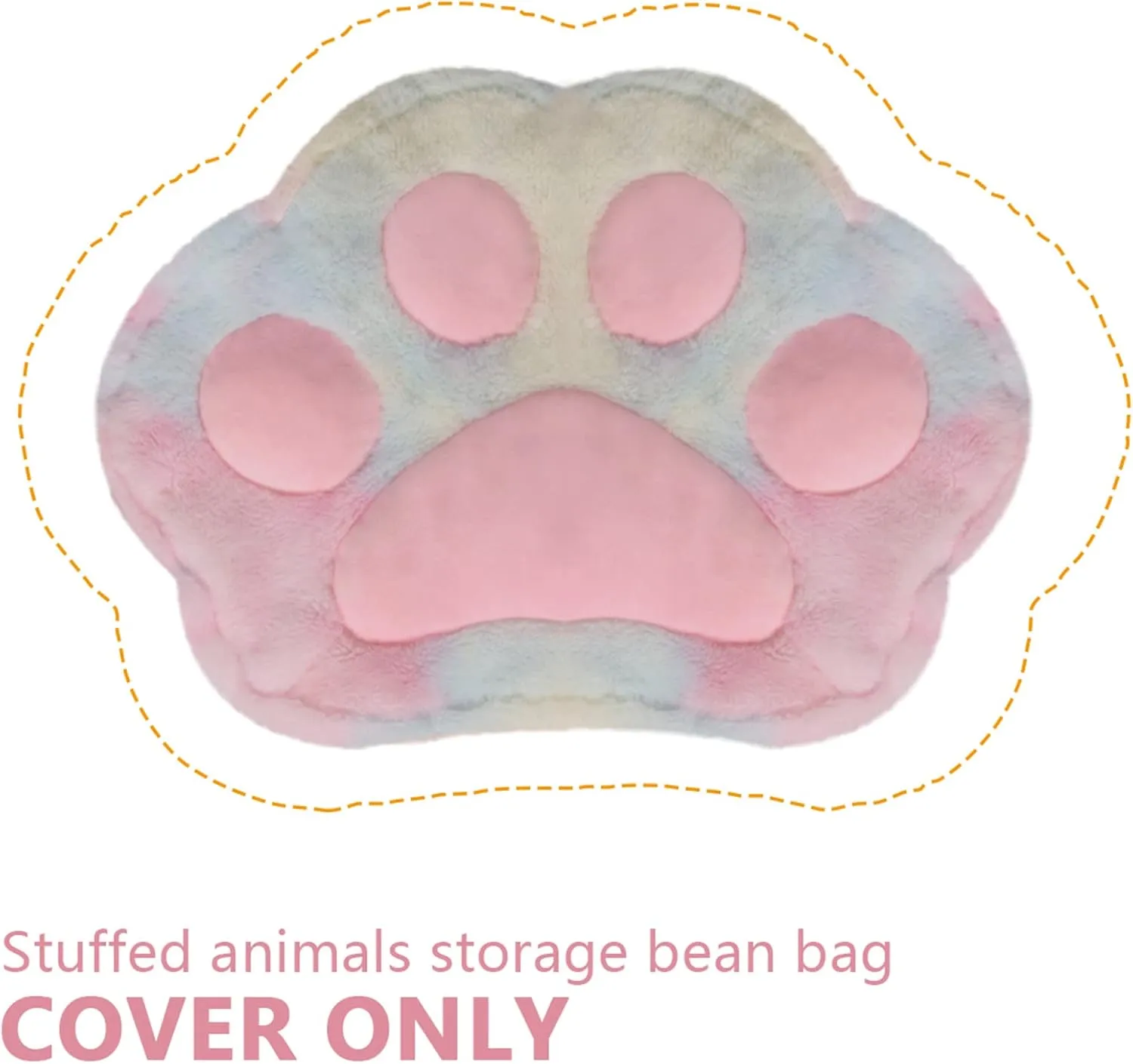 Stuffed Animal Storage Bean Bag Chair Cover for Kids Tie Dye Cat's Paw Bean Bag Cushion for Girls Large Size Toy Organizer Cover Only Without Filling
