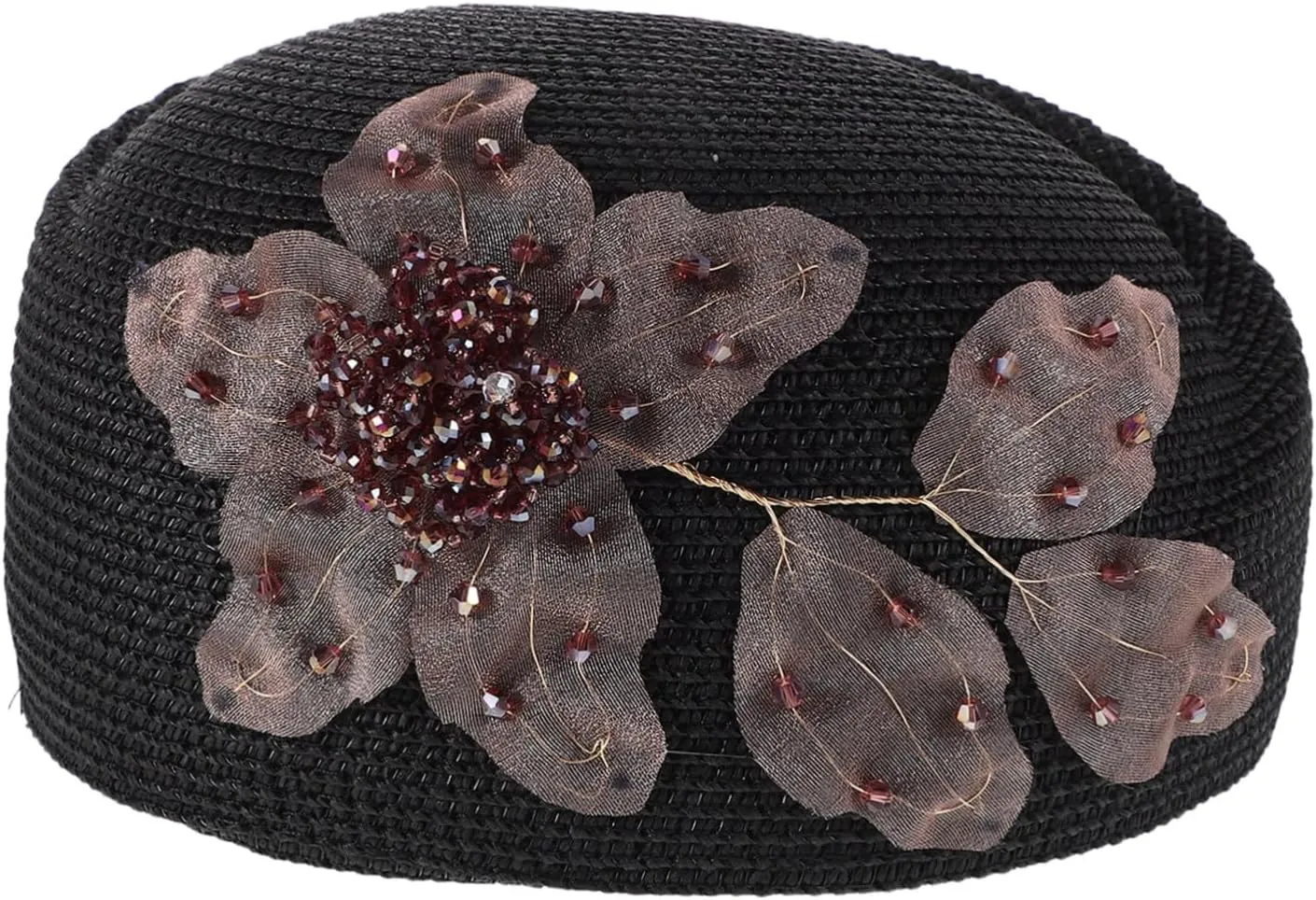 Stylish Straw Cap for Women Comfortable Beaded French Artist Hat for Summer Vacations Beach Parties and Aviation Professionals Black