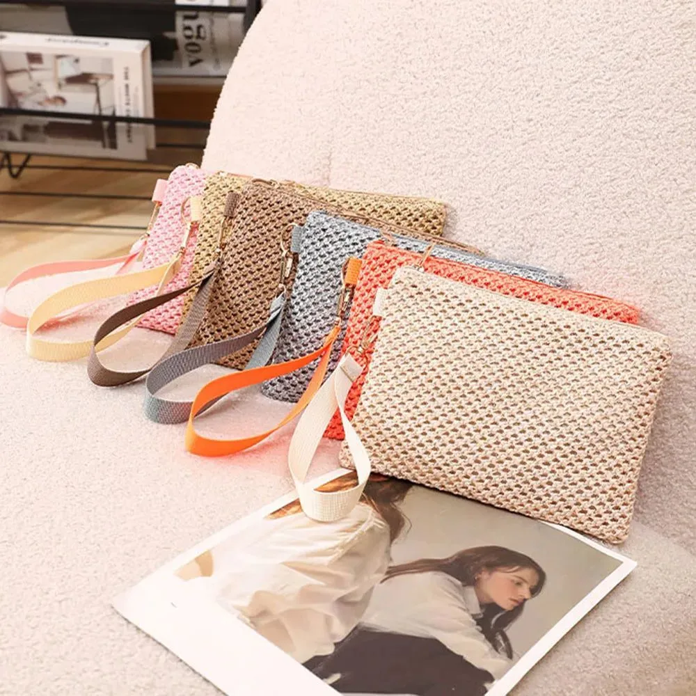 Stylish Straw Handbags with Wrist Straps