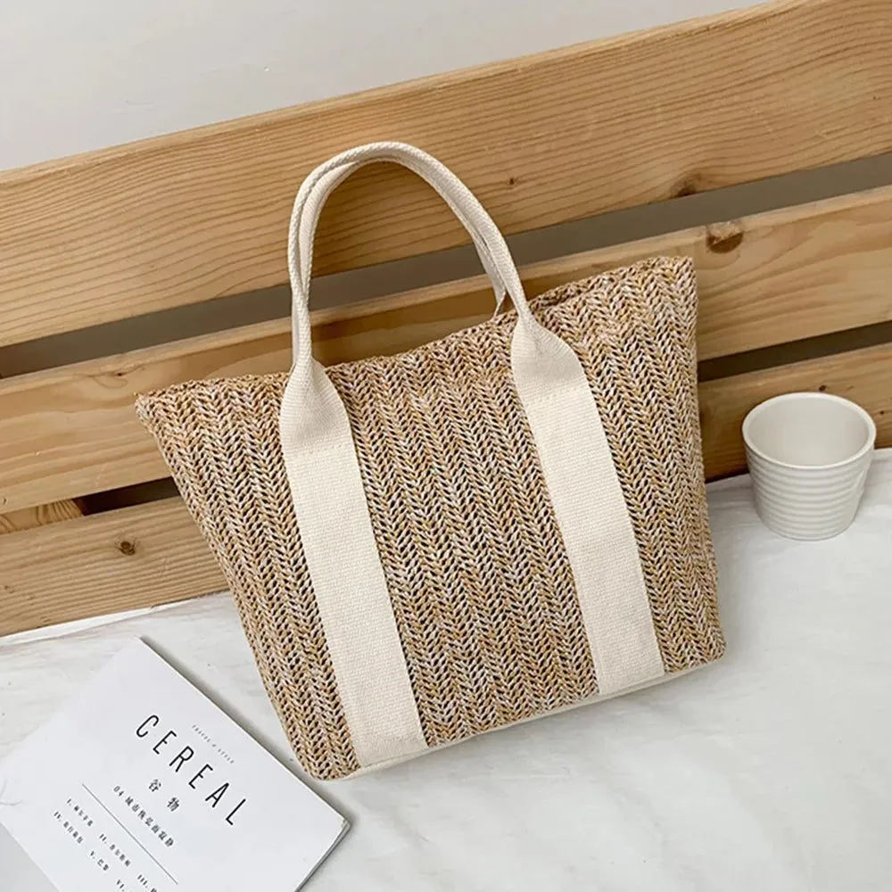 Stylish Straw Tote Bags with Leather Handles