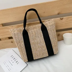 Stylish Straw Tote Bags with Leather Handles