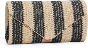 SUKUTU Straw Clutch Purse for Women Woven Evening Envelope Bag Summer Beach Crossbody Handbag with Chain Strap