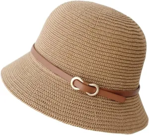 Summer Cloche Sun Hat for Women Packable Vintage Bucket Sun Hats Breathable Bowler Hat