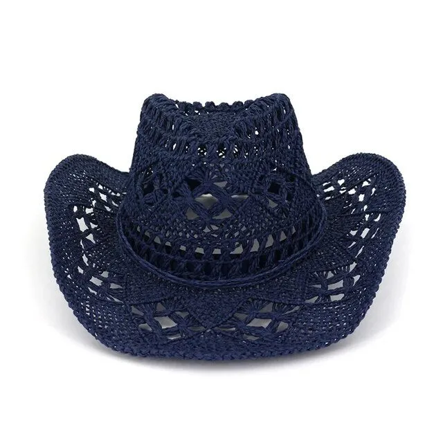 Summer Hand-Woven Western Cowboy Straw Hat - Sun Protection