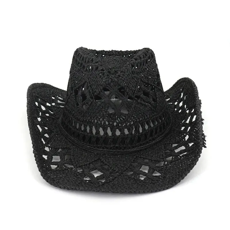Summer Hand-Woven Western Cowboy Straw Hat - Sun Protection