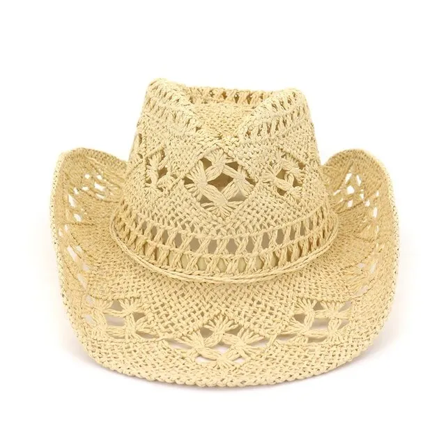 Summer Hand-Woven Western Cowboy Straw Hat - Sun Protection