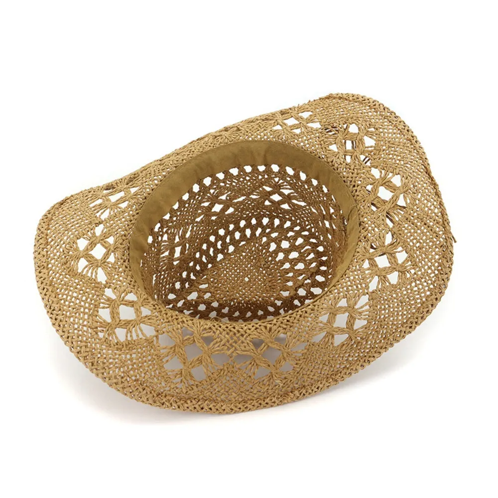 Summer Hand-Woven Western Cowboy Straw Hat - Sun Protection