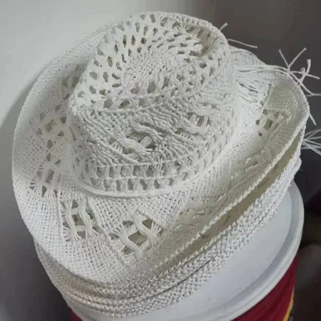 Summer Hand-Woven Western Cowboy Straw Hat - Sun Protection
