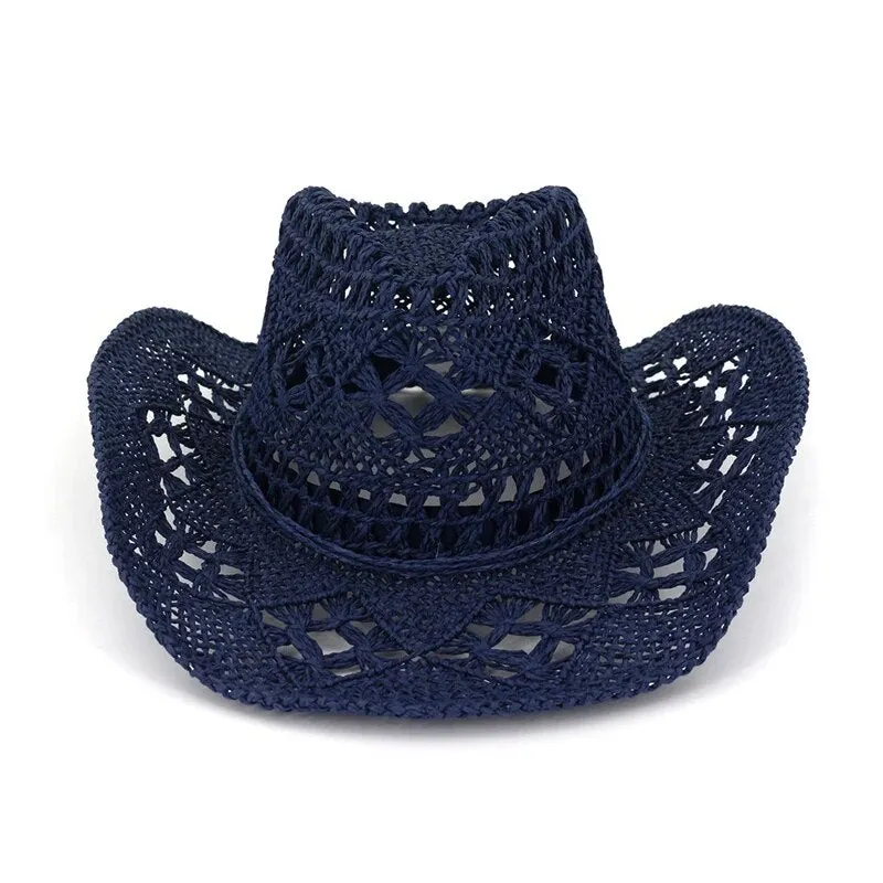 Summer Hand-Woven Western Cowboy Straw Hat - Sun Protection