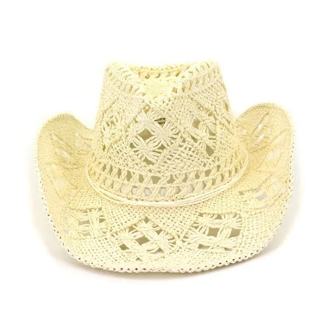 Summer Hand-Woven Western Cowboy Straw Hat - Sun Protection