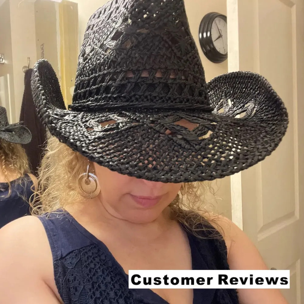 Summer Hand-Woven Western Cowboy Straw Hat - Sun Protection