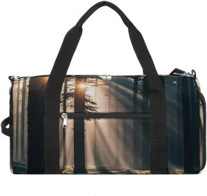 Sunlight Shines Into The Forest Gym Bag Sport Gym Tote Bag Lightweight Duffle Bag Carry On Weekender Bags for Women Men