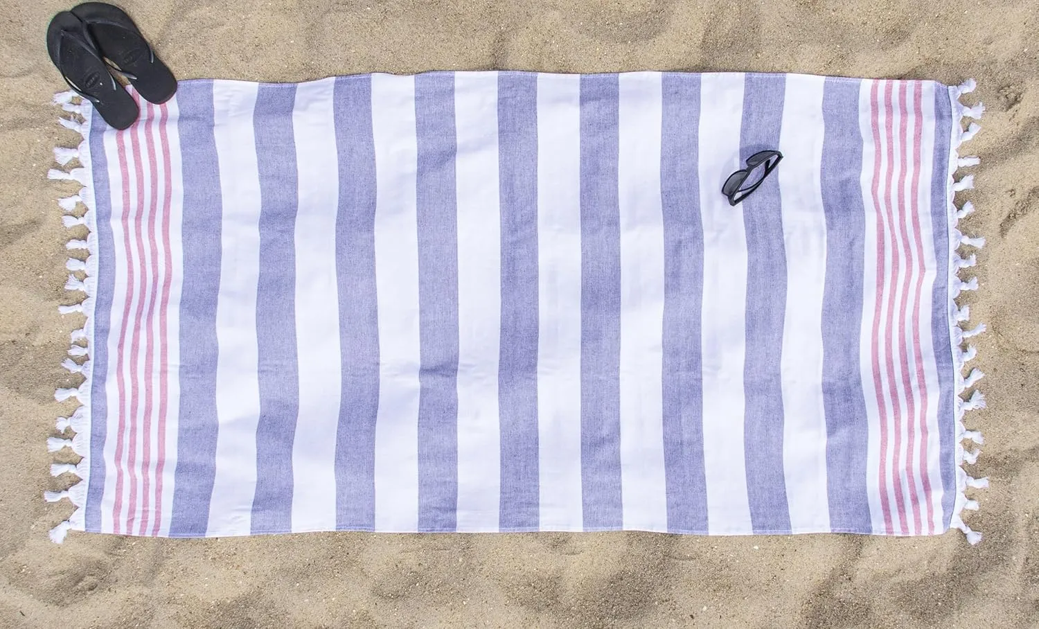 Superior Coastal Resort Cotton Beach Towel, Bathroom Essential, Quick Drying for Outdoor Activites, Family Camping, Pool, Lounge, Spa, Yoga, Picnic, Surf, Sand, or Travel, Tassel Border, Baked Apple