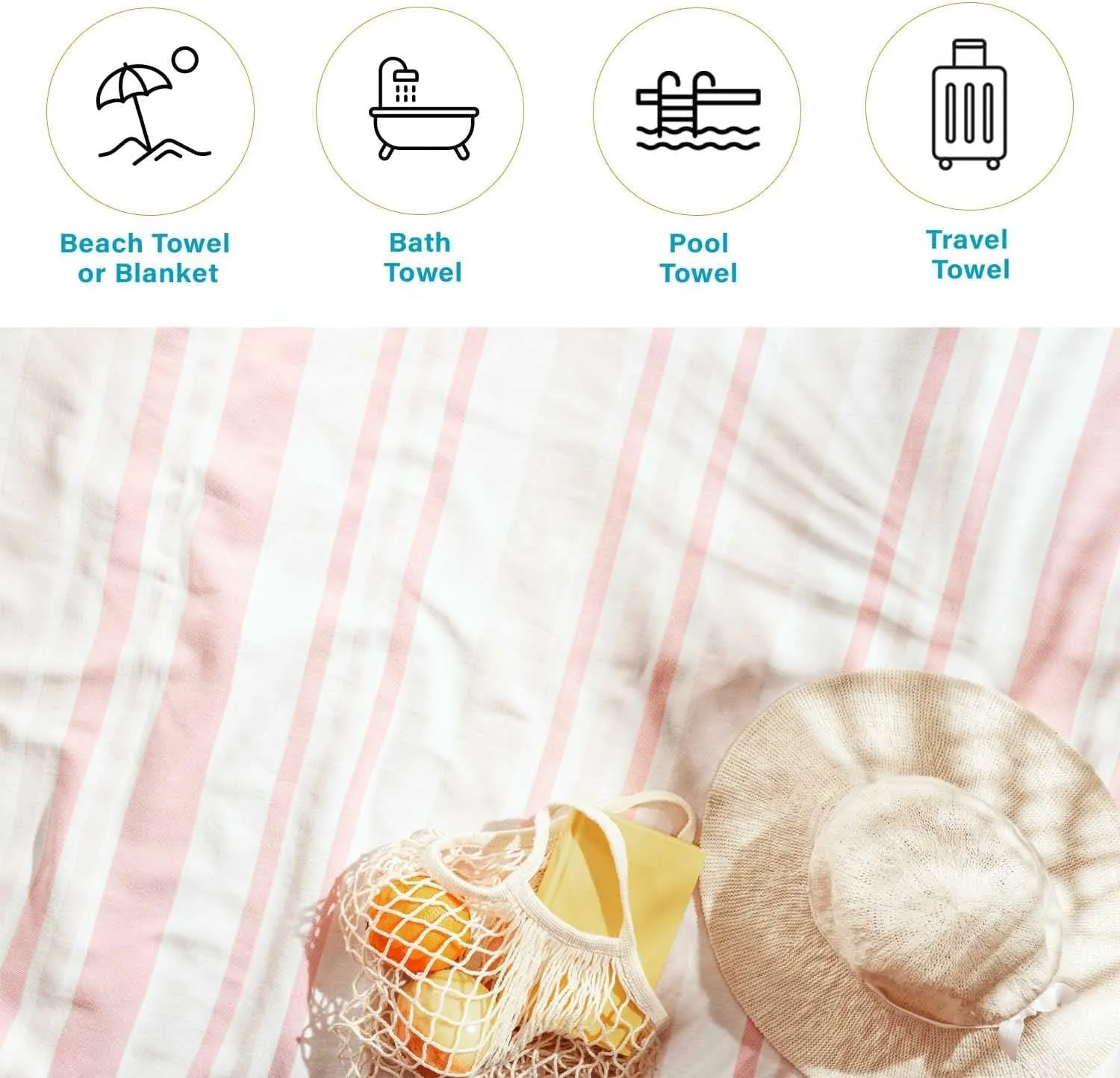 Superior Coastal Resort Cotton Beach Towel, Bathroom Essential, Quick Drying for Outdoor Activites, Family Camping, Pool, Lounge, Spa, Yoga, Picnic, Surf, Sand, or Travel, Tassel Border, Baked Apple