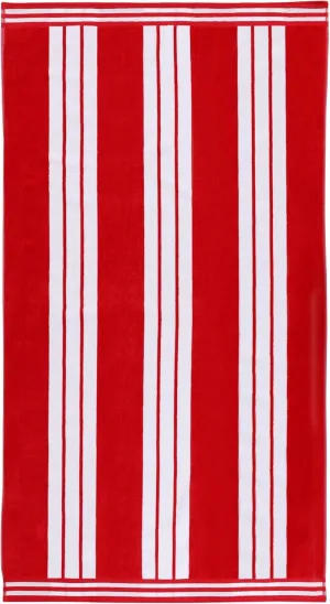 Superior Cotton Cabana Striped Beach Towels, Colorful Towels for Adult, Kid, Pool, Swimming, Sand, Travel, Large Oversized, Absorbent, Fast Drying, Bath Basics, Cabana Collection, 1 Piece, Red