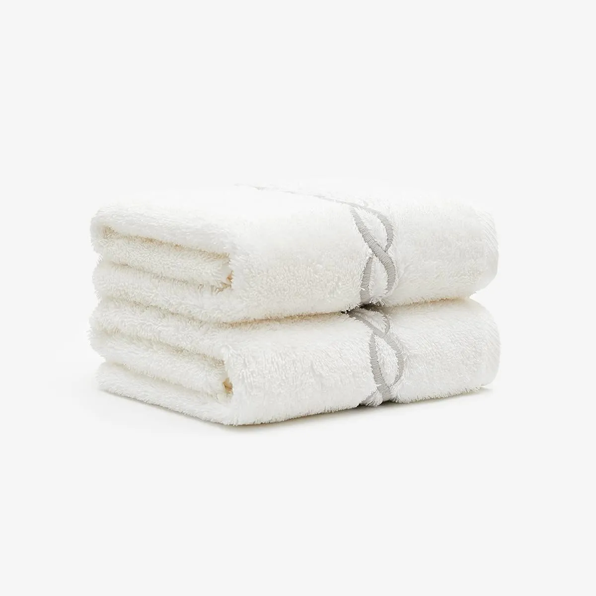 Superior Egyptian Cotton Oversize 31 x 20 Hand Towel, 2PCs Set, Silver Chain