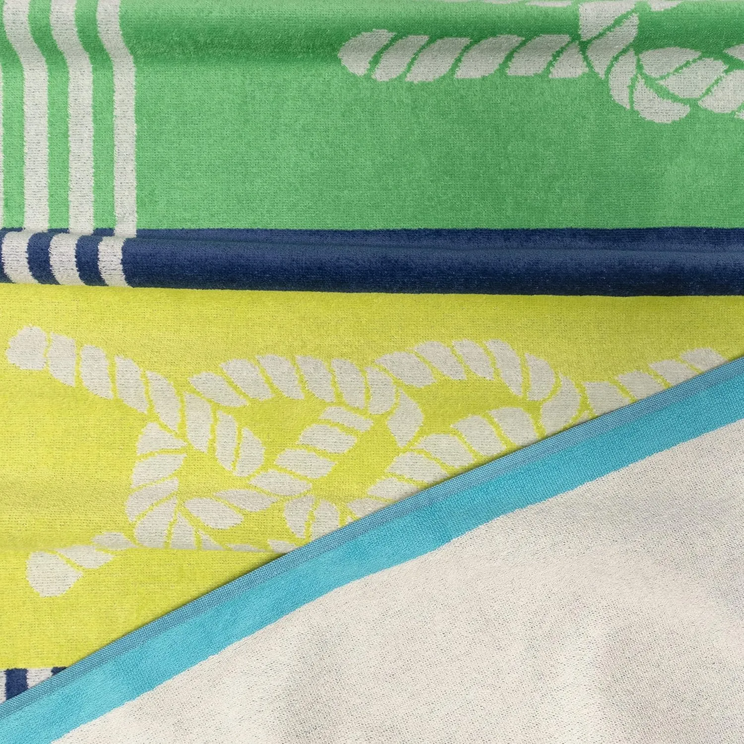 Superior Marine Knots Cotton Beach Towel, Bathroom Essential, for Outdoor Activites, Family Camping, Pool, Lounge, Spa, Yoga, Picnic, Surf and Sand, or Travel, Oversized Towels, 35 x 67, Royal Blue