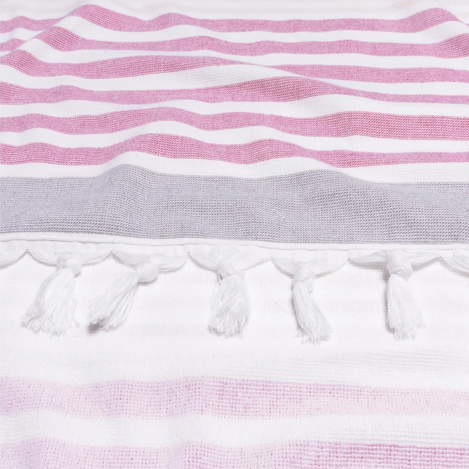 Superior Meera Stripes Oversized Cotton Beach Towel, Bathroom Essential, Quick Drying for Family Camping, Pool, Lounge, Spa, Yoga, Picnic, Surf, Sand, or Travel, with Tassels, Fuschia