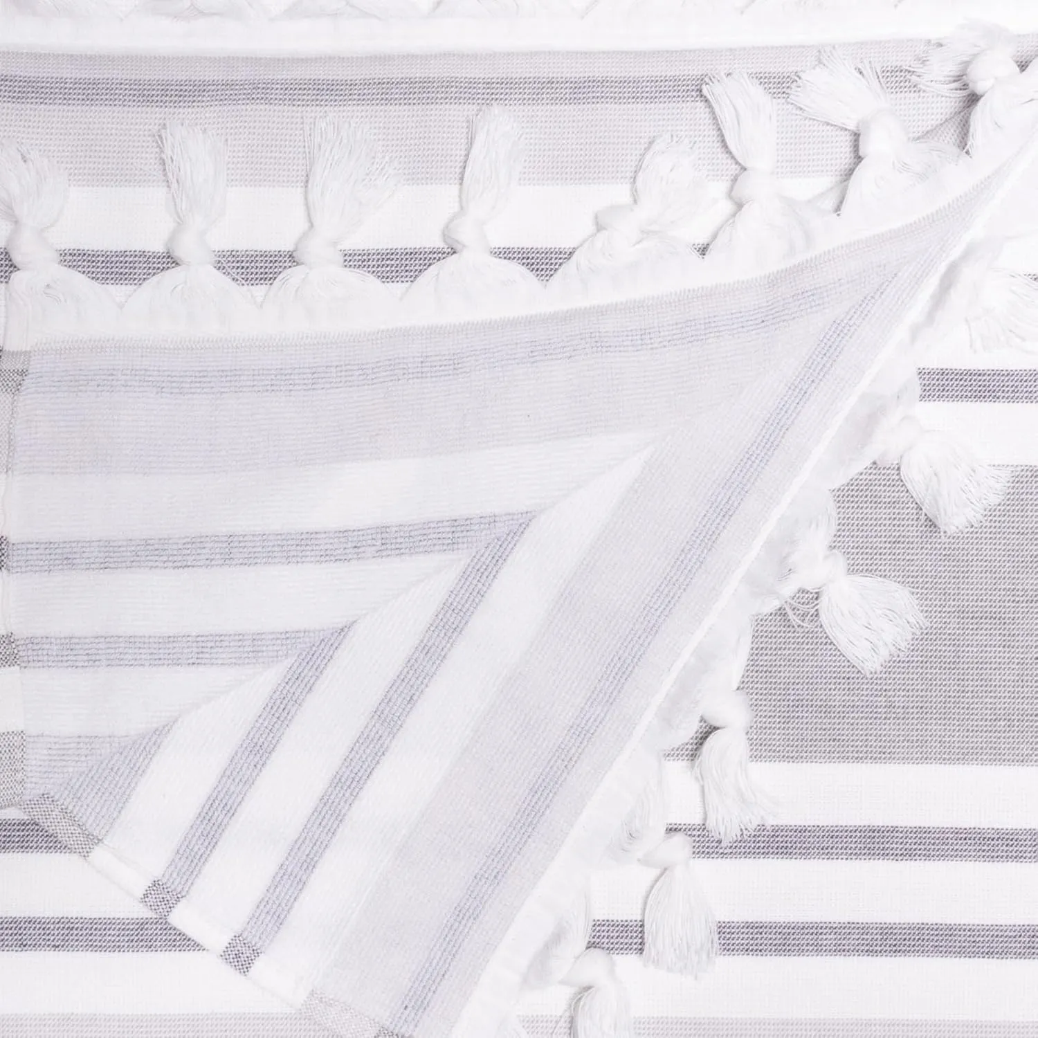 Superior Racer Stripes Oversized Cotton Beach Towel, Bathroom Essential, Quick Drying for Family Camping, Pool, Lounge, Spa, Yoga, Picnic, Surf, Sand, or Travel, with Tassels, Grey