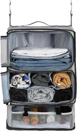 Surblue Hanging Shelves Travel Compression Packing Cube for Carry-on Luggage Suitcase Collapsible Transformable Garment Closet Organizers Large Capacity, Lightgrey, XXL