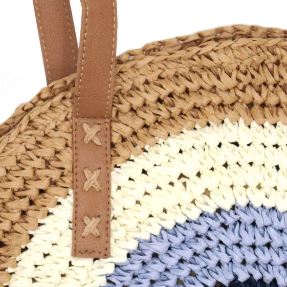 surell Summer Straw Tote Bag with Eye - Natural Handwoven Beach Vacation Handbag with Fringe - Lightweight Gift for Women