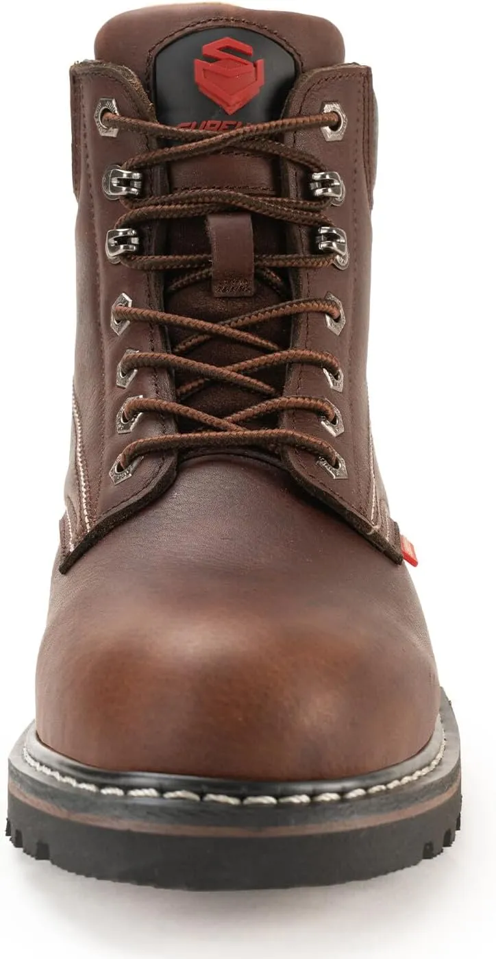 SUREWAY Mens Heavy Duty Soft/Steel Toe Work Boots for Men,Goodyear,Full Grain Leather Working Construction Boot,Slip/Oil/Water Resistant Industrial Safety Shoes
