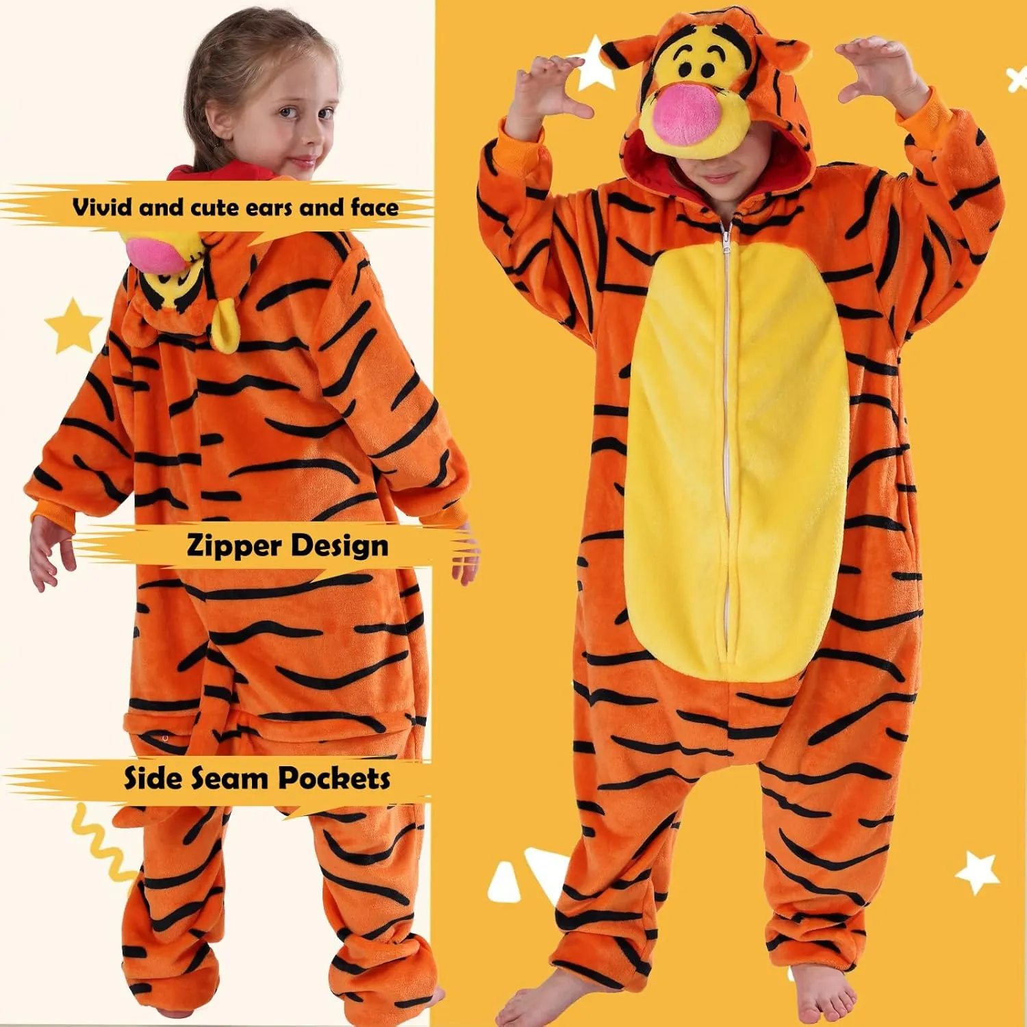 SWEETXIN Kids Unisex Onesie Pajamas Plush One Piece Halloween Costume Cosplay Sleepwear for Girls Boys