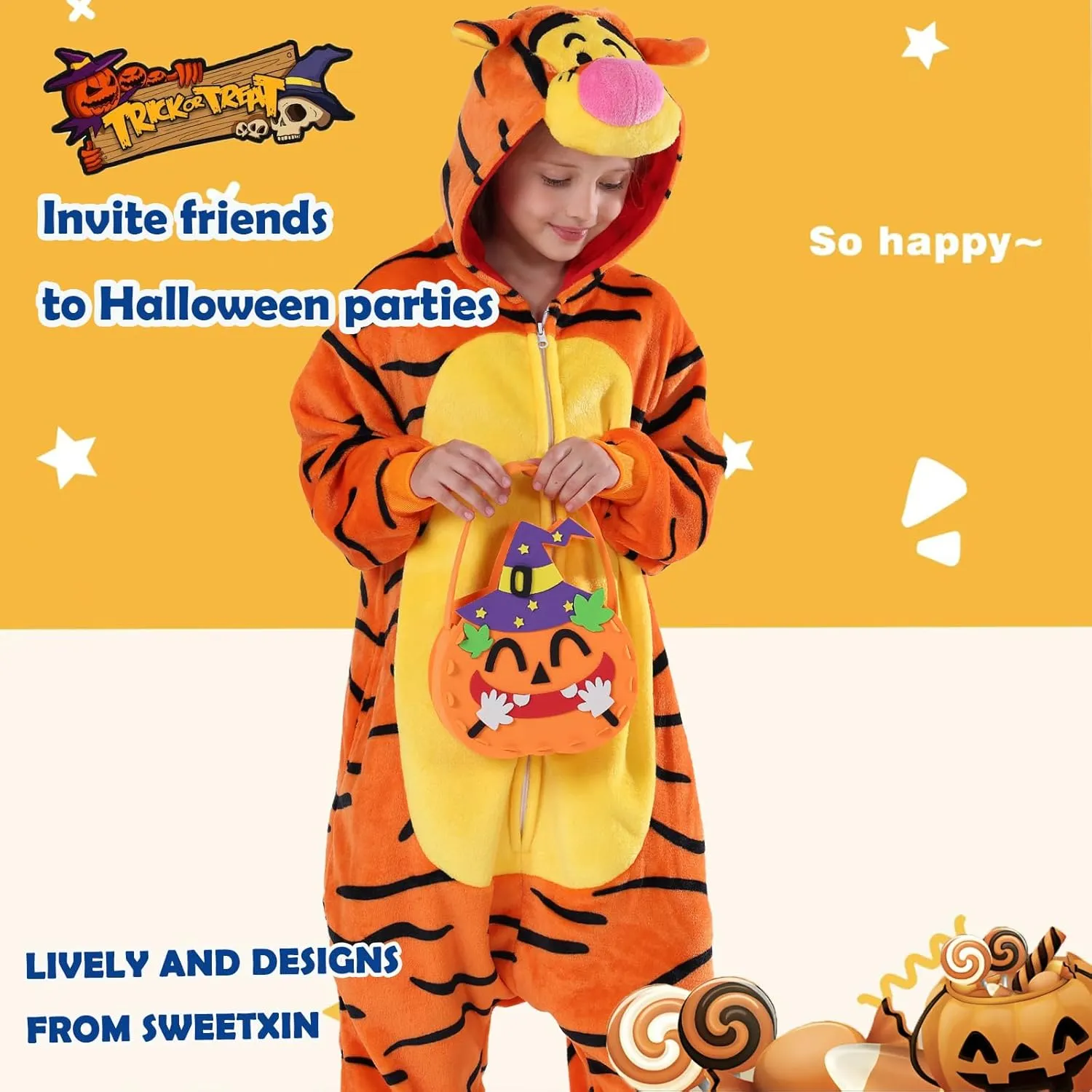 SWEETXIN Kids Unisex Onesie Pajamas Plush One Piece Halloween Costume Cosplay Sleepwear for Girls Boys