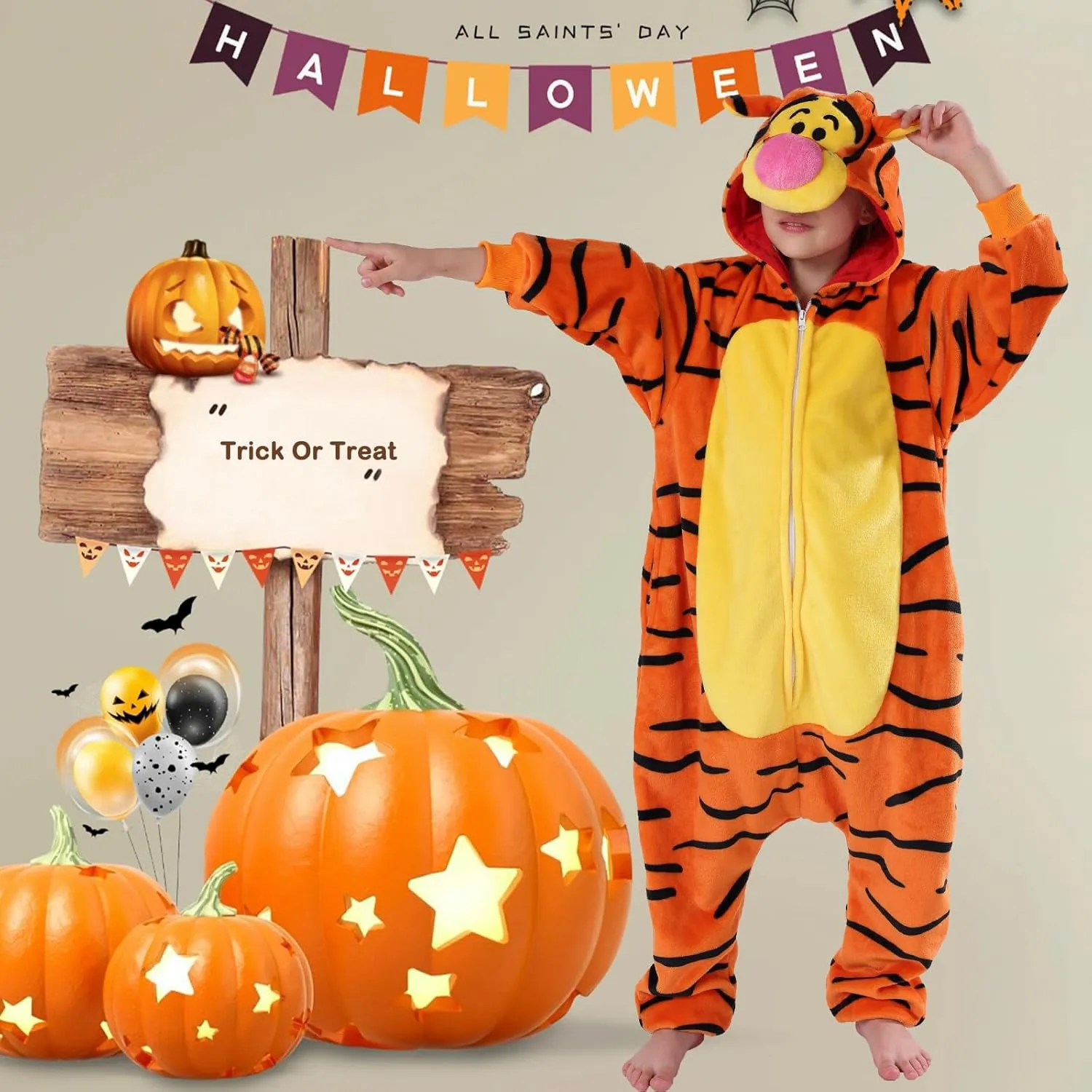 SWEETXIN Kids Unisex Onesie Pajamas Plush One Piece Halloween Costume Cosplay Sleepwear for Girls Boys