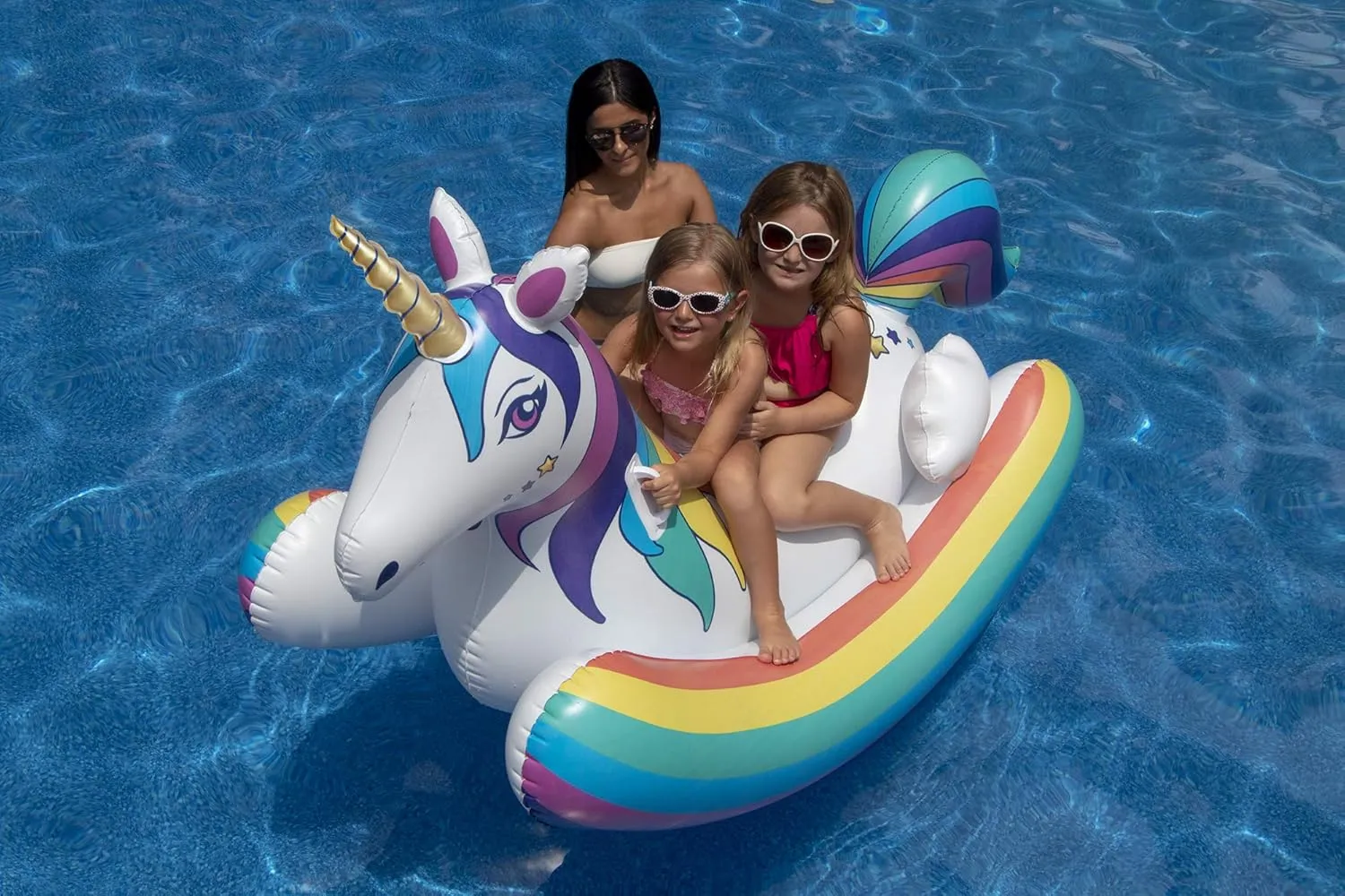 SWIMLINE Original Rainbow Unicorn Rocking Pool Float Toy | with Easy to Grab Handles and Curved Stabilizing Side Bolsters | for Kids and Adults | for Beach Ocean Pool Lake | Heavy Duty PVC